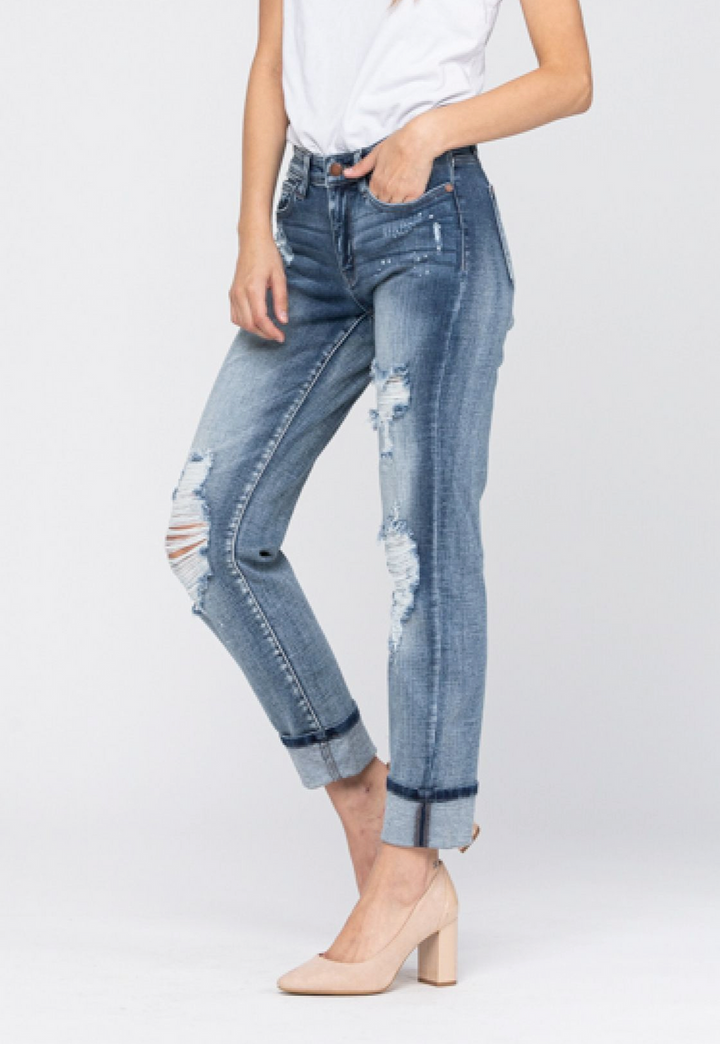 Judy Blue Destroy BLEACH SPLATTER BOYFRIEND Jean
