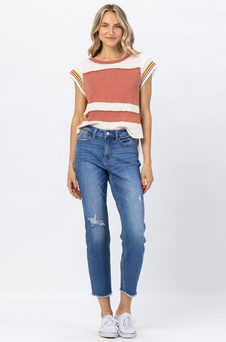 Judy Blue Howdy High Waist Boyfriend Jean with Seam Stitch