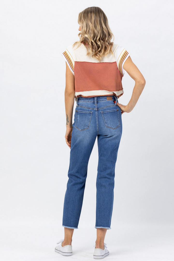 Judy Blue Howdy High Waist Boyfriend Jean with Seam Stitch