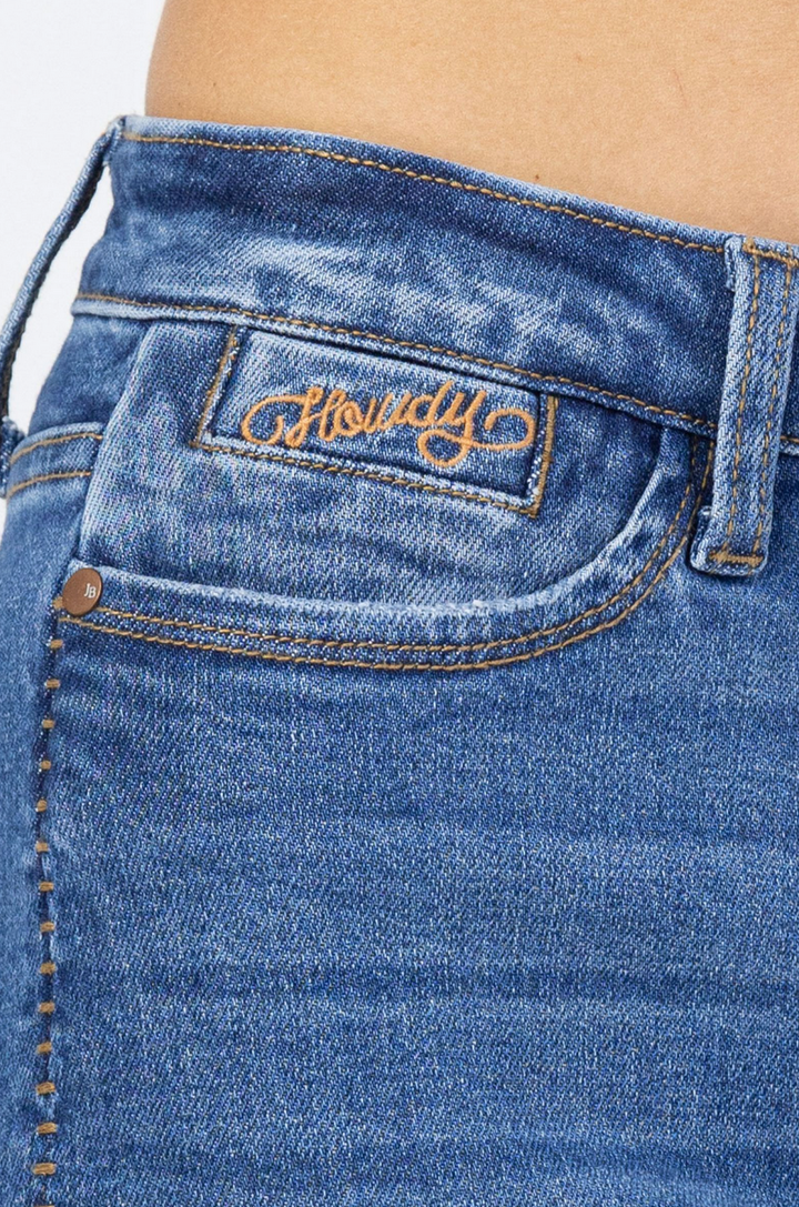 Judy Blue Howdy High Waist Boyfriend Jeans with Stitched Seam Detail - Plus Size