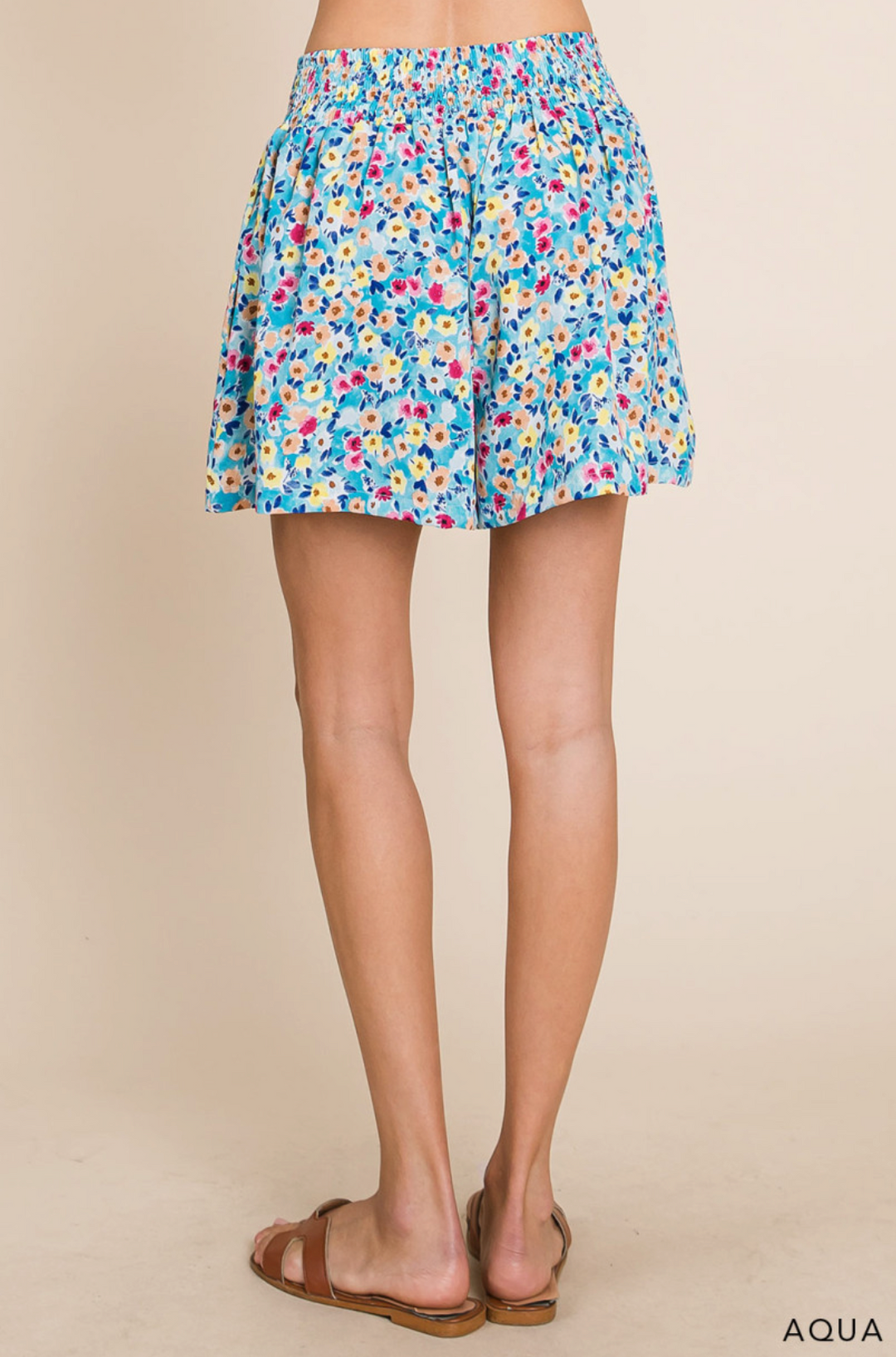 Aqua Bloom Flowy Floral Pocket Shorts