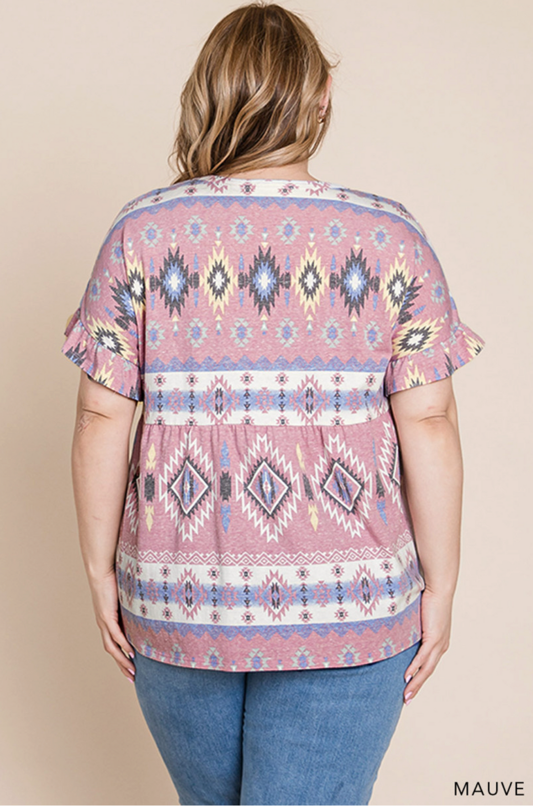 Desert Dawn Aztec Plus Size Babydoll Tee