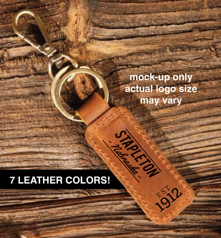 Stapleton, Nebraska Est 1912 - Genuine Leather Keychain - 7 colors!