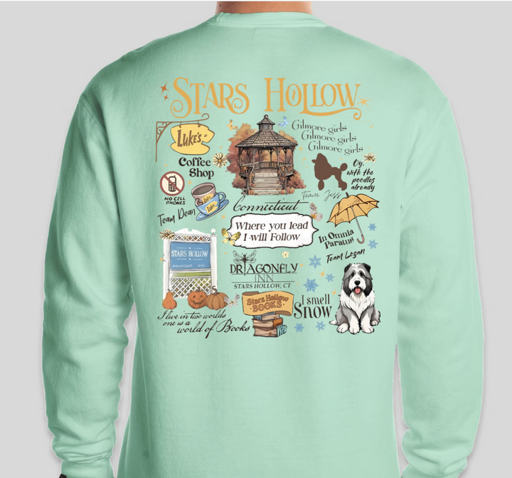 Pre-order ONLY! Gilmore Girls Everything Stars Hollow Crew Sweatshirt - Available in several colors!