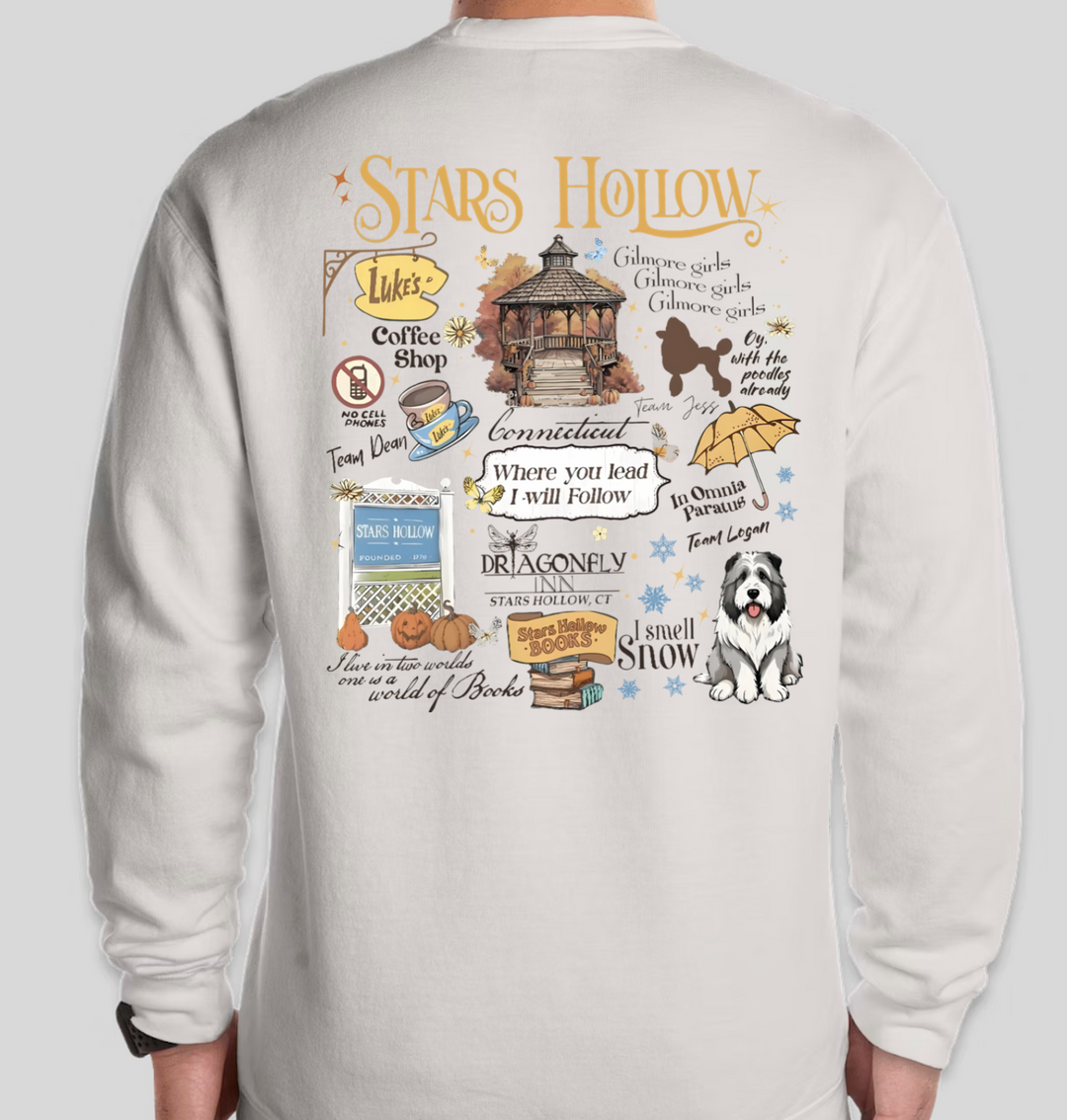 Pre-order ONLY! Gilmore Girls Everything Stars Hollow Crew Sweatshirt - Available in several colors!