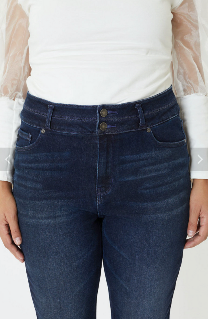 Plus Size KanCan Ultra High Rise Double Button Flare Dark Wash