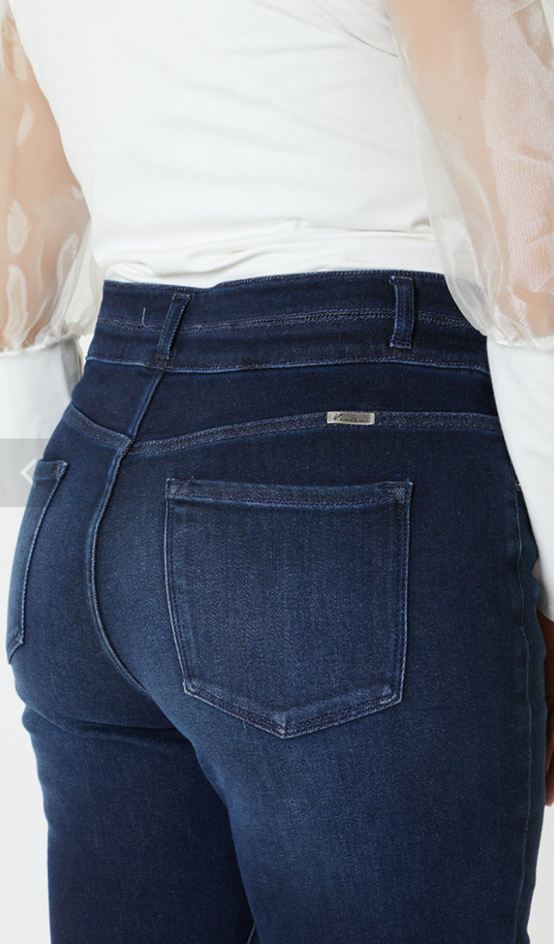 Plus Size KanCan Ultra High Rise Double Button Flare Dark Wash