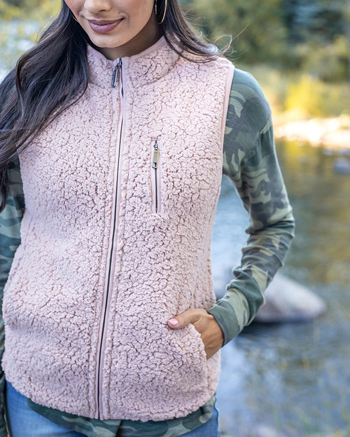 Grace and Lace  Sherpa Vest - Blush