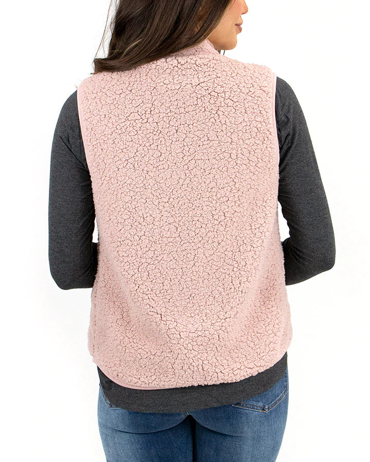 Grace and Lace  Sherpa Vest - Blush