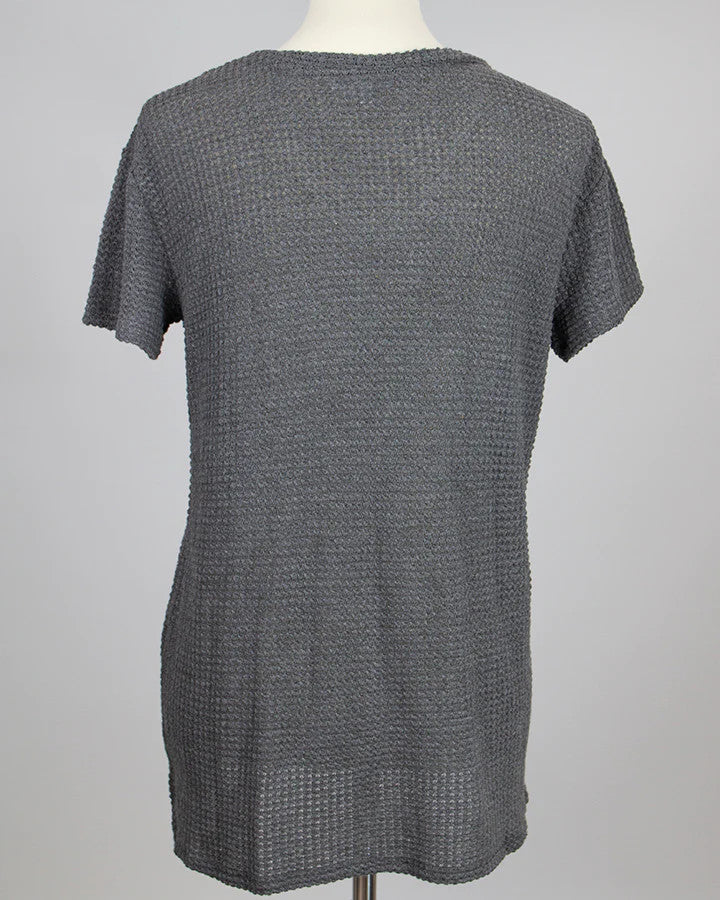 Grace and Lace- Slouchy Waffle Tee in Slate