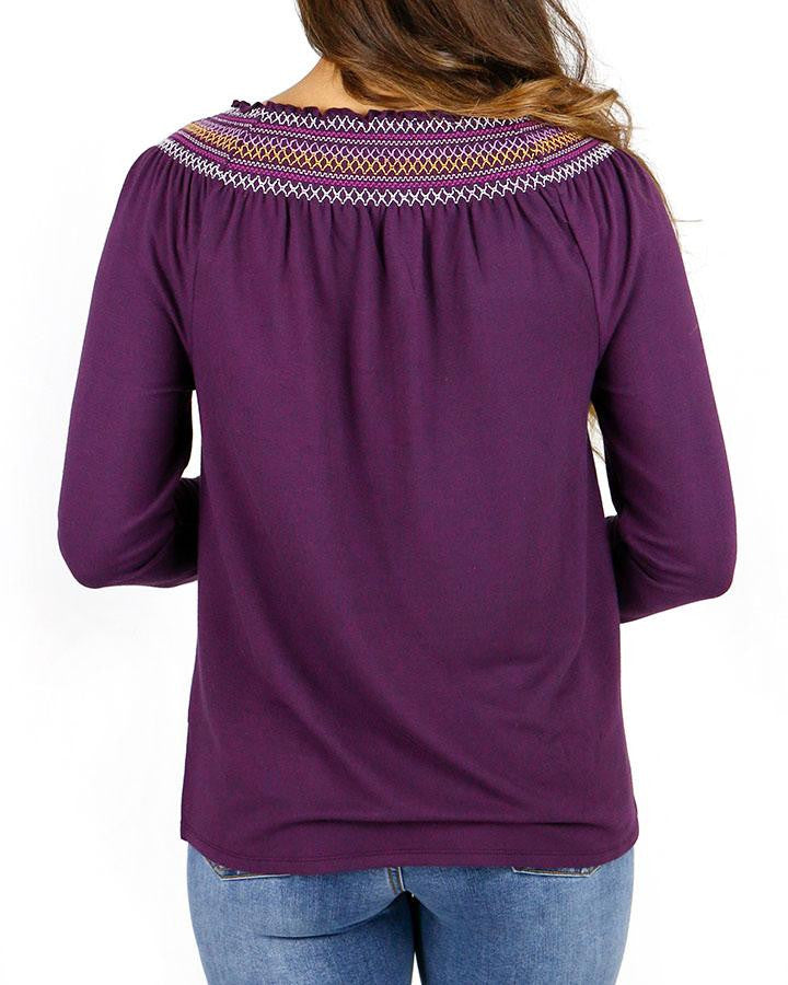 Grace and Lace Embroidered Stitch Pullover - Berry