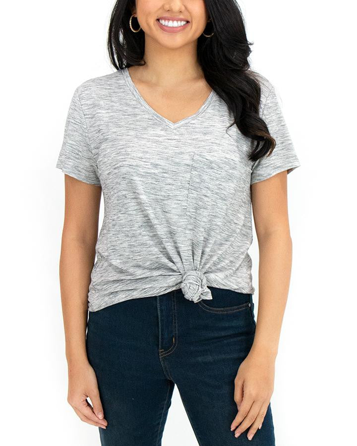 Grace and Lace Perfect Pocket Tee - Salt & Pepper