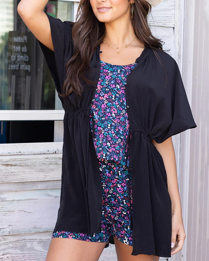 Grace and Lace- UVB Cover Up Kimono in Black