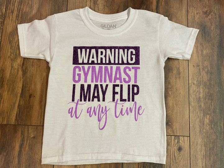 Warning Gymnast I May Flip at Any Time - White (Youth XS)