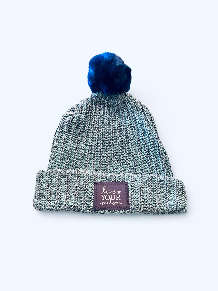 Love Your Melon Beanie w/ Removable Pom - Turquoise/Royal