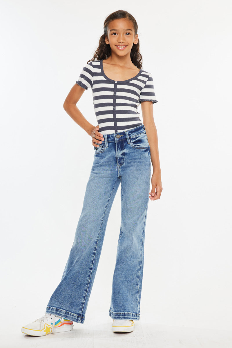 Kancan Glen High Rise Wide Leg Flare Jeans - Kids