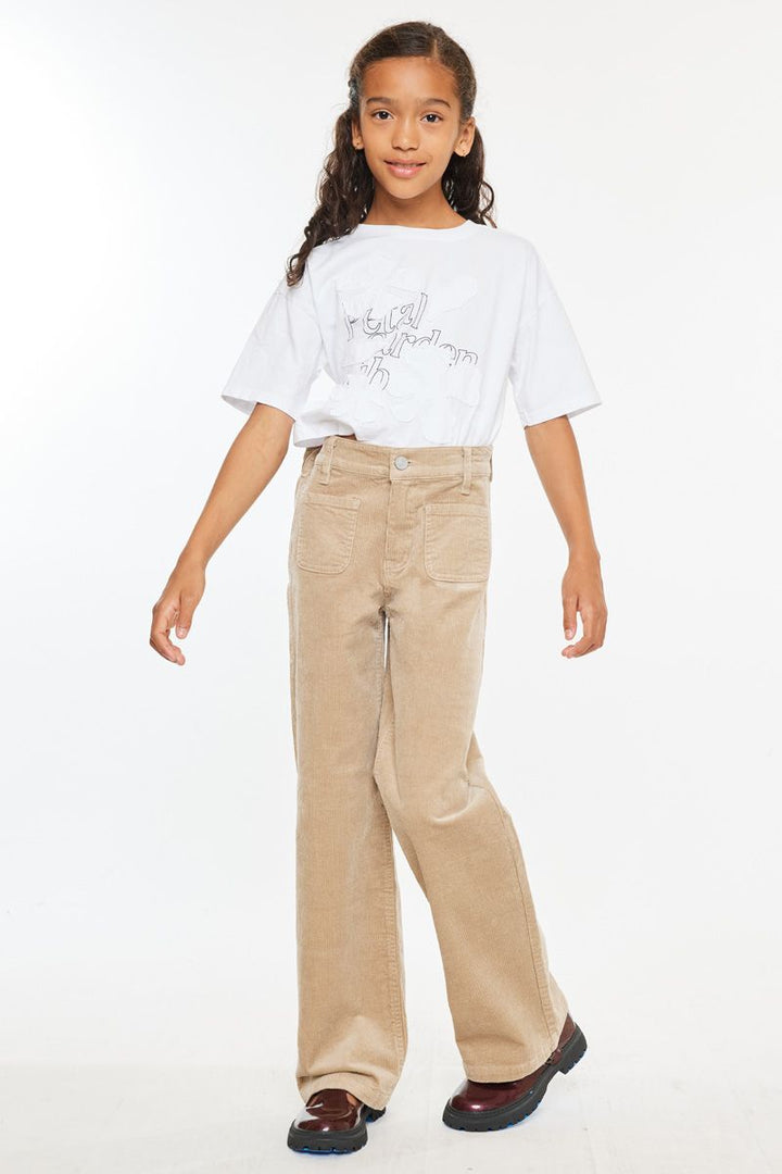 Kancan Ultra High Rise Wide Leg Khaki - Kids