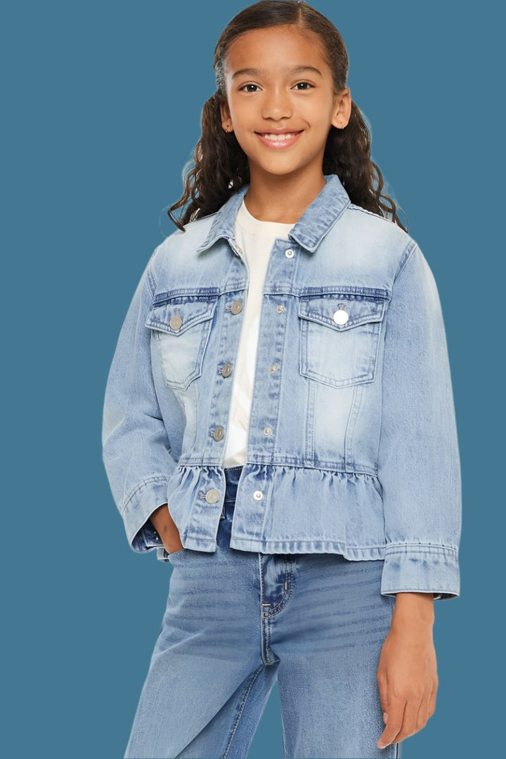 Kancan Penny Peplum Denim Jacket - Kids