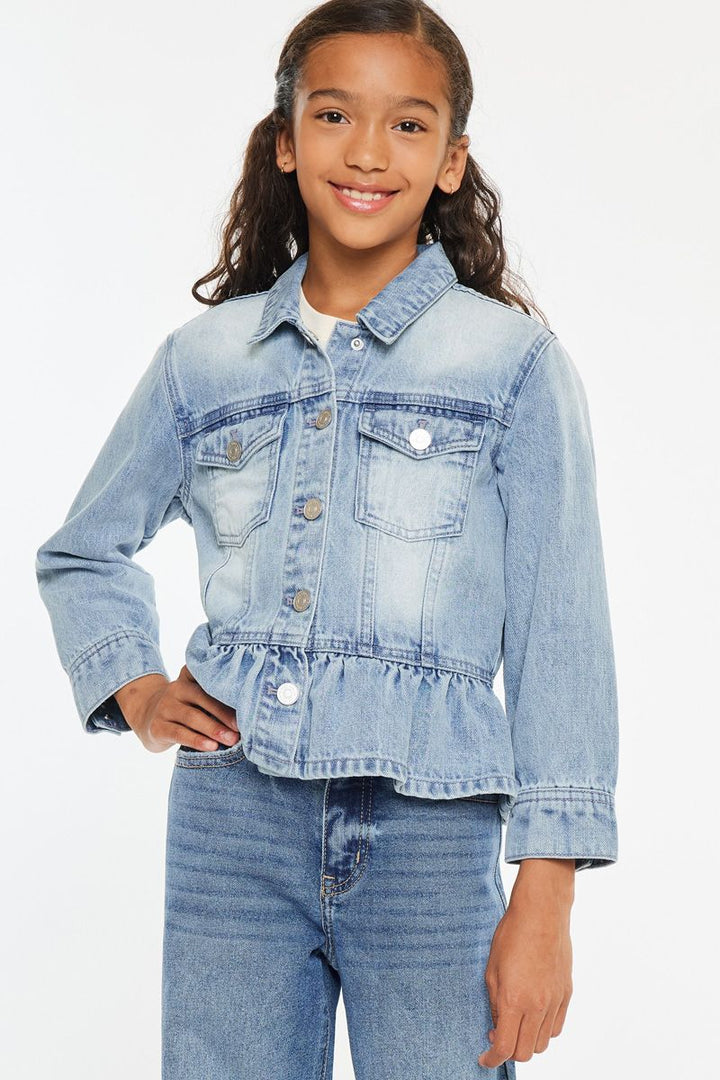 Kancan Penny Peplum Denim Jacket - Kids